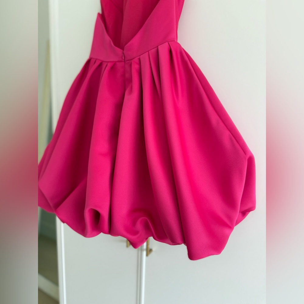Mac Duggal High Nech Sleeveless Bubble Hem Mini Dress Fuchsia Size 2 - Picture 12 of 17